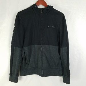 American Eagle Hoodie Mens Small Two Tone Black Gray Long Sleeve Full Zip Jacket